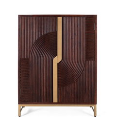 GINER Y COLOMER Mueble bar de madera de mango y metal color Cerezo